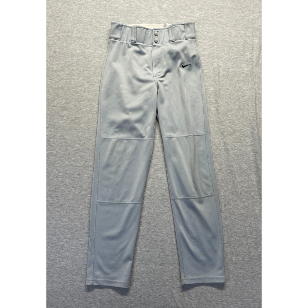 Nike Dri Fit Core Baseball Pants‎ Boys Large Gray Logo Reinforced Knees Slim Fit